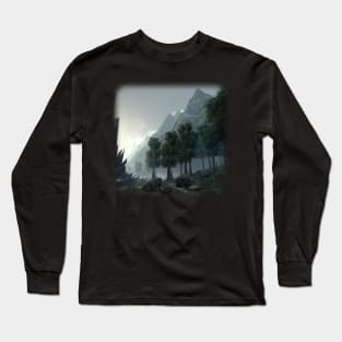 Beautiful landscape in the fog Long Sleeve T-Shirt